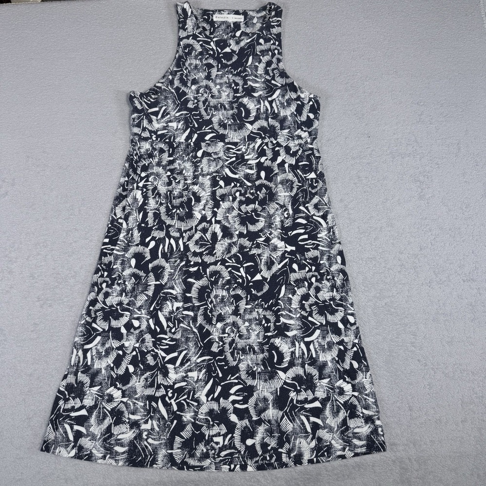 Athleta Women's Dress Size Small Santorini Thera Printed Mini Dress Navy